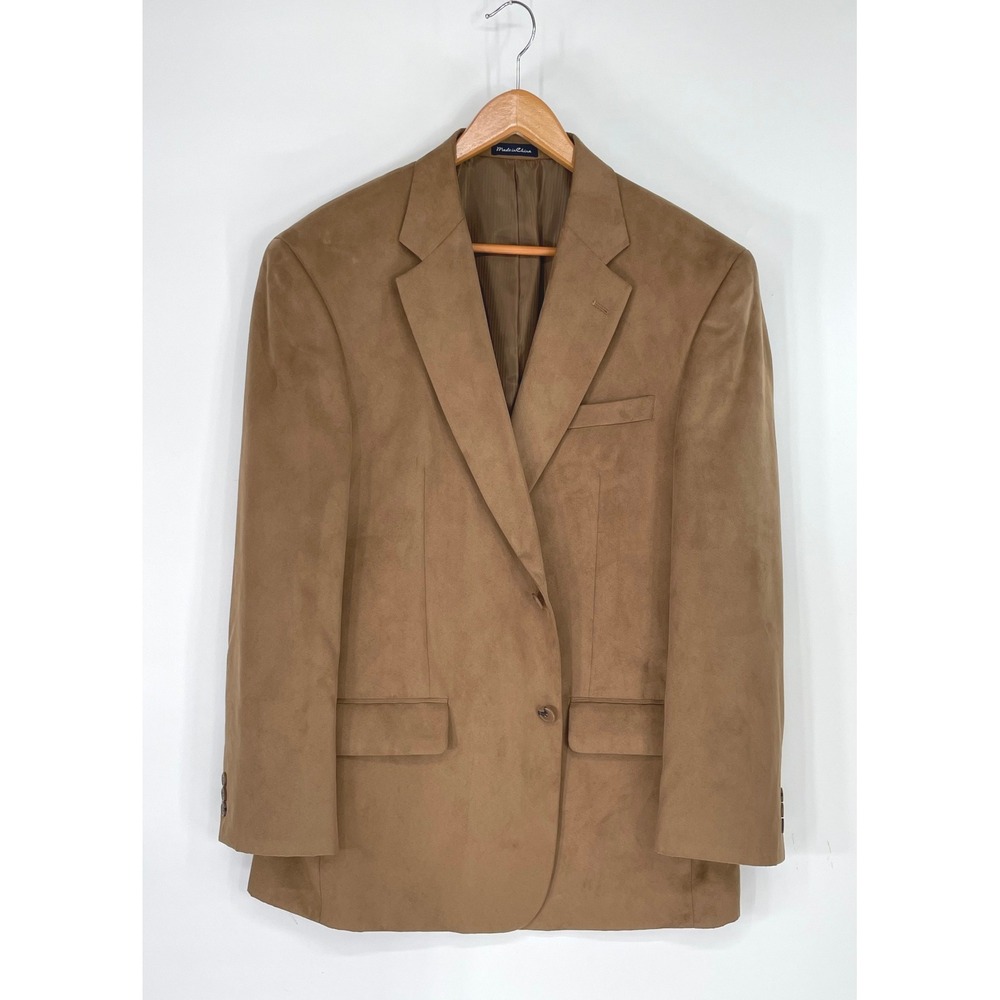 J G Hook Mens Blazer 46 Sport Coat Brown Faux Suede Two Button Union Made Preppy